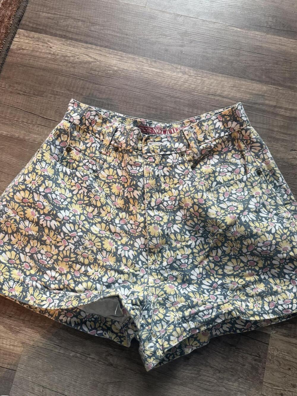 Vintage Floral Not Guilty USA High-Waisted Shorts